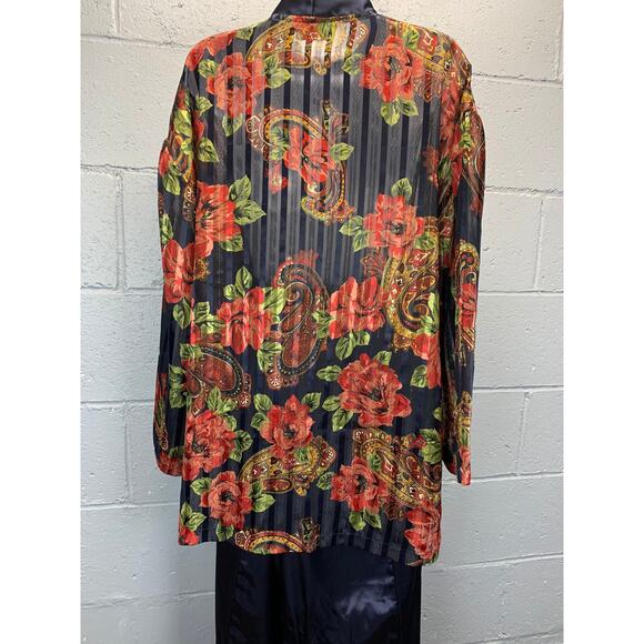 90s Victoria’s Secret Gold Label 2 Piece Pajama Set Satin Pants Floral PaisleyB5 - Picture 8 of 10